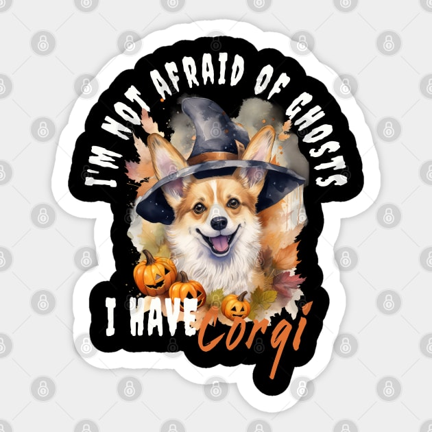 Corgi Dog Ghost Guardian Vintage Halloween Funny Sticker by Sniffist Gang